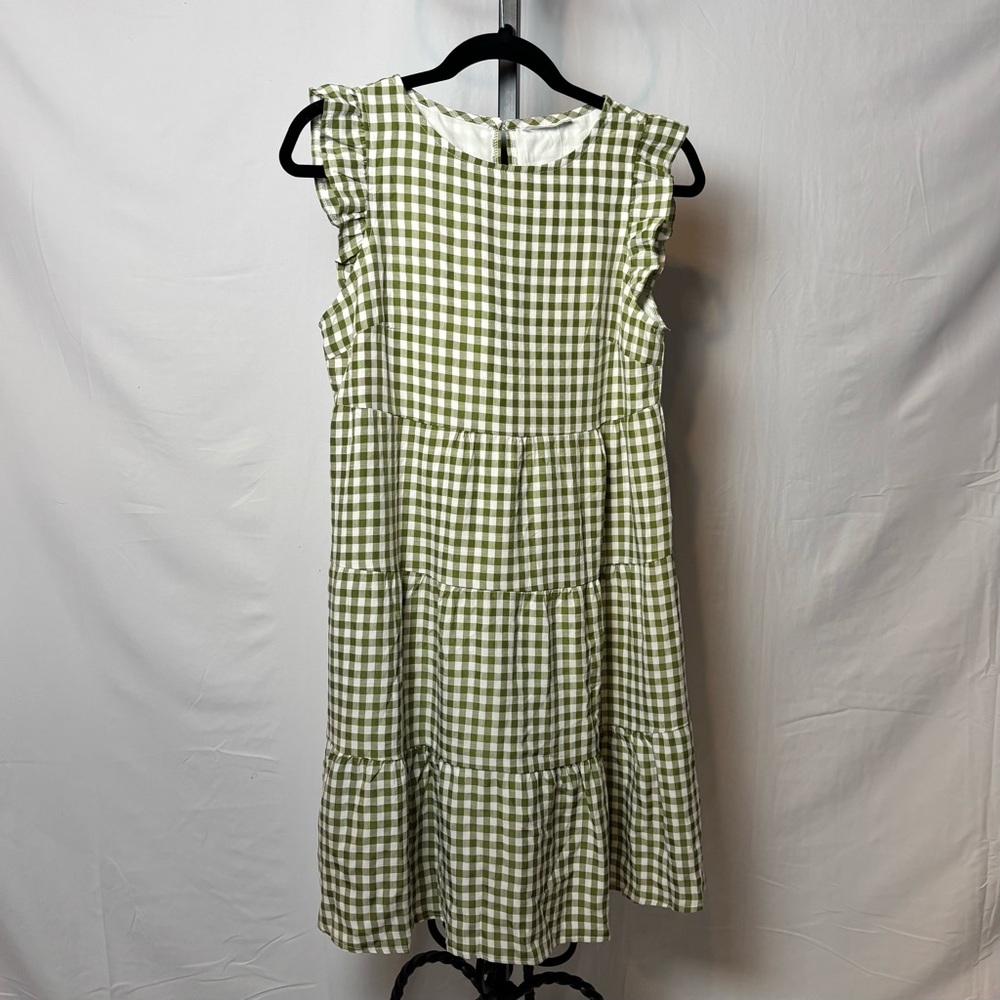 Green Gingham Sleeveless Dress